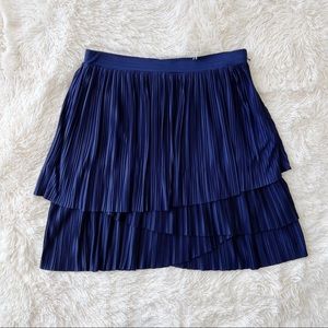 Banana Republic navy bright blue tiered ruffle pleated mini skirt Sz 8